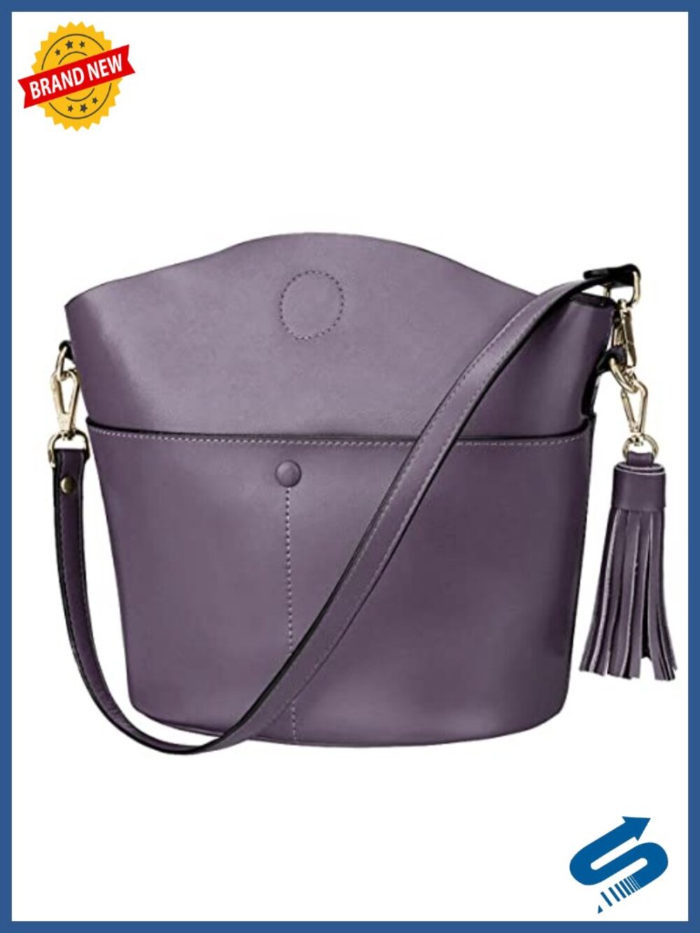 Genuine Leather Crossbody Bucket Bag Women Small Purse Handbag Magnetic Snap